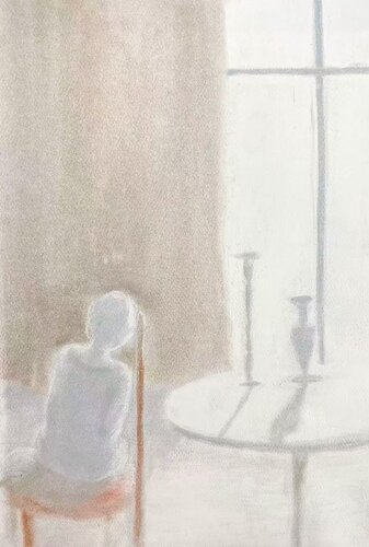 Woman Sitting Alone by the Window by Yiting Liu, Print for Sale on Singulart