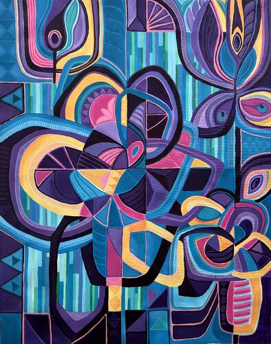 Flowers on the Wall by Samantha Malone, Painting for Sale on Singulart