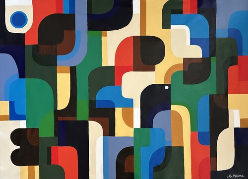 Geometric Fusion by Samantha Malone, Painting for Sale on Singulart