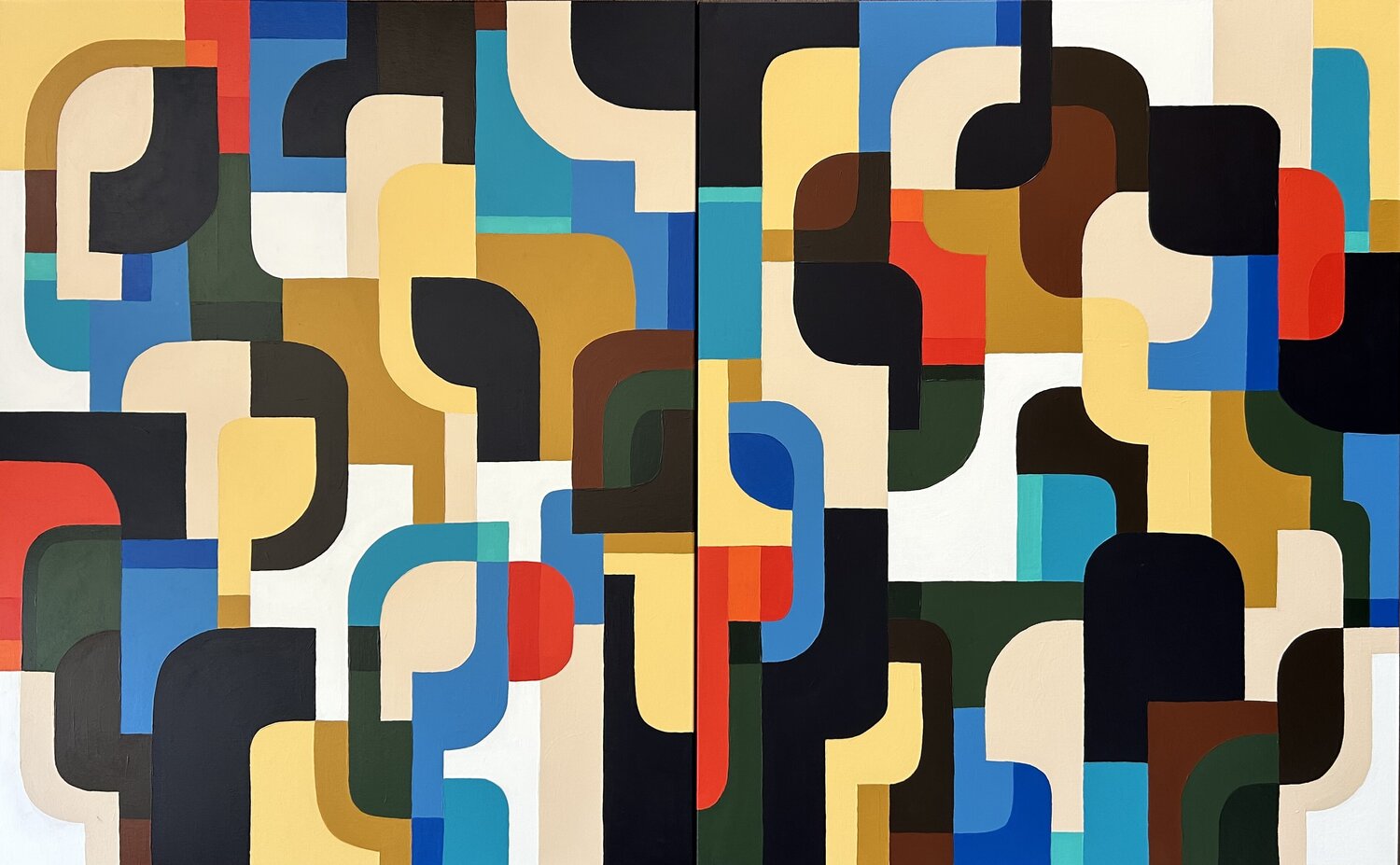 Geometric Interplay - diptych Samantha Malone Originalgemälde zu verkaufen