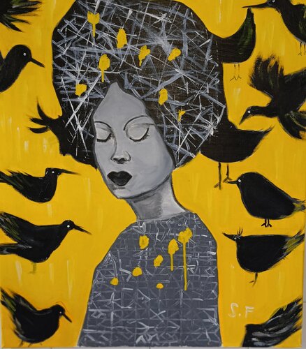 “Entre Pájaros y Pensamientos” by souad el fathi, Painting for Sale on Singulart