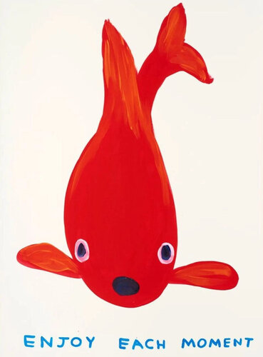 Enjoy Each Moment ( Gold Fish, Red) van David Shrigley, Afdruk te koop op Singulart