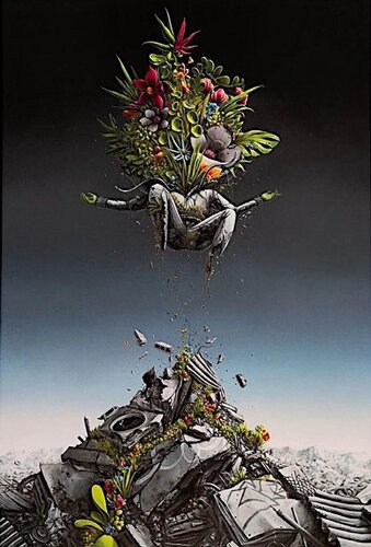 Green Hands ( Flowers, Float) by Pez, Print for Sale on Singulart