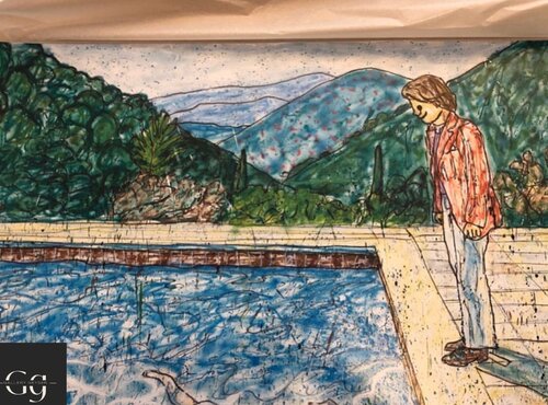 Portrait of an Artist (Pool with Two Figures) Ⅱ (inspired by David Hockney) von MADSAKI, Druck kaufen auf Singulart