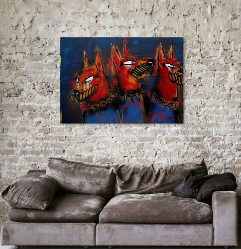 Cereberus  ( Large, Cerberus, Three-headed dog, hound of hades ) by Slawn, Print for Sale on Singulart