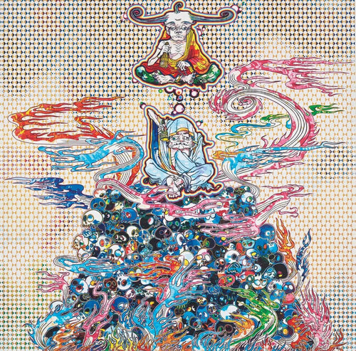 2 Arhats Meditating Amid the Hellfire of the Mound of the Dead van Takashi Murakami, Afdruk te koop op Singulart