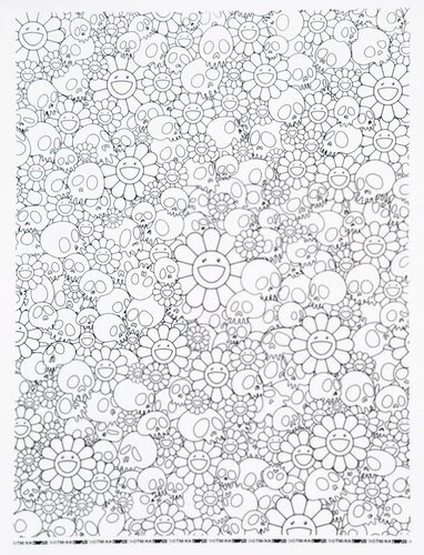 Skulls & Flowers (White, Complexcon) van Takashi Murakami, Afdruk te koop op Singulart
