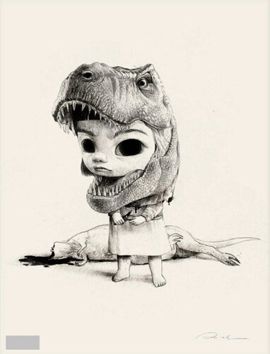 Ranger Merah ( Girl,  Dino, Head, Monoprint) by Roby Dwi Antono, Print for Sale on Singulart