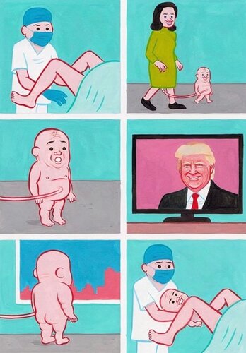Norbnew ( I don't want to be born, Donald Trump, Baby) di Joan Cornellà, Stampa in vendita su Singulart