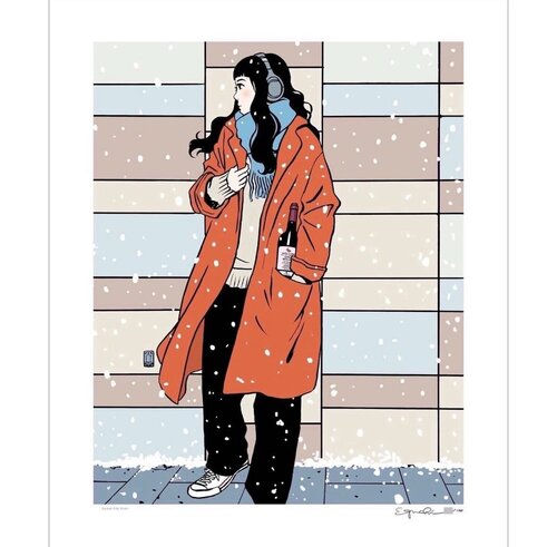 First Snow (Orange, White) von Hisashi Eguchi, Druck kaufen auf Singulart