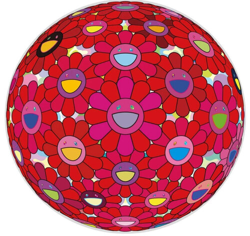 Let us Devote our Hearts ( Red, Flowers, Flowerball) de Takashi Murakami, Impresión a la venta en Singulart