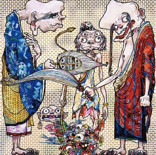 4 Arhats, One with Four Eyes ( Four, Blue, Red, Buddhism, Nirvana) van Takashi Murakami, Afdruk te koop op Singulart