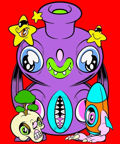 thing that make me happy #1 (unidentified things series, Red) de Muklay, Pintura a la venta en Singulart