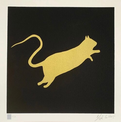Golden Rat (Black background) von Blek le Rat, Druck kaufen auf Singulart