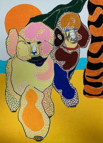 The Beach Lovers ( Poodles) van Susumu Kamijo, Afdruk te koop op Singulart