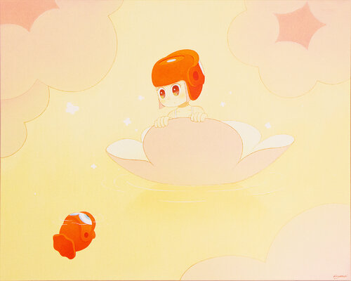 Muki behind Flowers by Lingmuki, 油畫 for Sale on Singulart