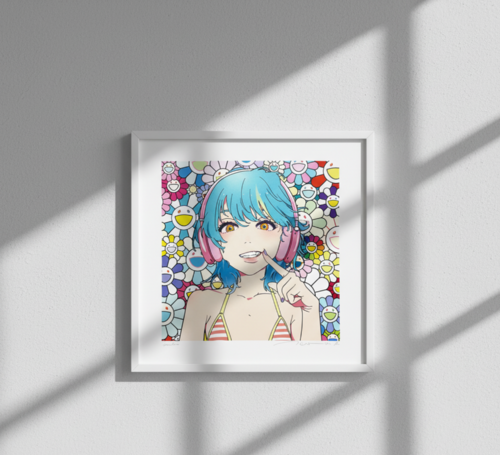 smile_02 w M.F (Blue Hair, Pink Headphones) von Takashi Murakami, Druck kaufen auf Singulart