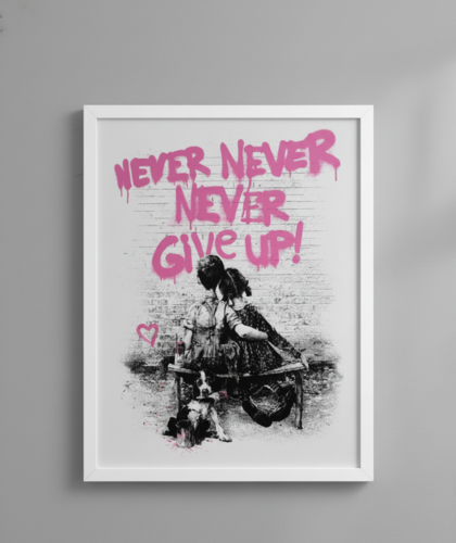 Never Never Give Up (Pink) von Mr. Brainwash, Druck kaufen auf Singulart