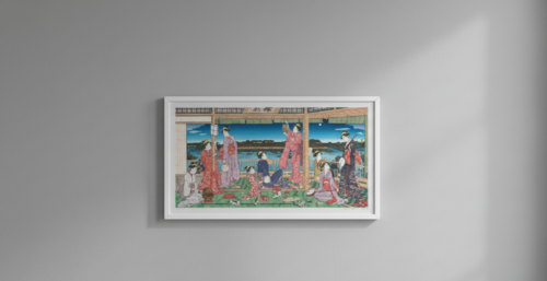 Tori Kiyonaga's "A Party Viewing the Moon across the Sumida River" UFO, Flower Parent and Child, and Many Cats - SUPERFLAT van Takashi Murakami, Afdruk te koop op Singulart