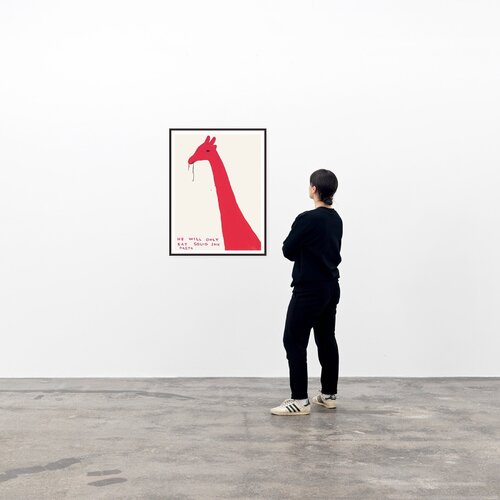 He Will Only Eat Squid Ink Pasta (Red, Giraffe) by David Shrigley, Print for Sale on Singulart