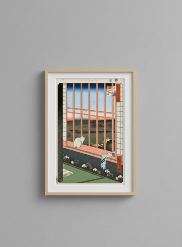 Hiroshige's 100 Famous Views of Edo- Japonisme Reconsidered—Asakusa Ricefields and Torinomachi Festival ( Neko, Cat, Kaikai Kiki) by Takashi Murakami, Print for Sale on Singulart