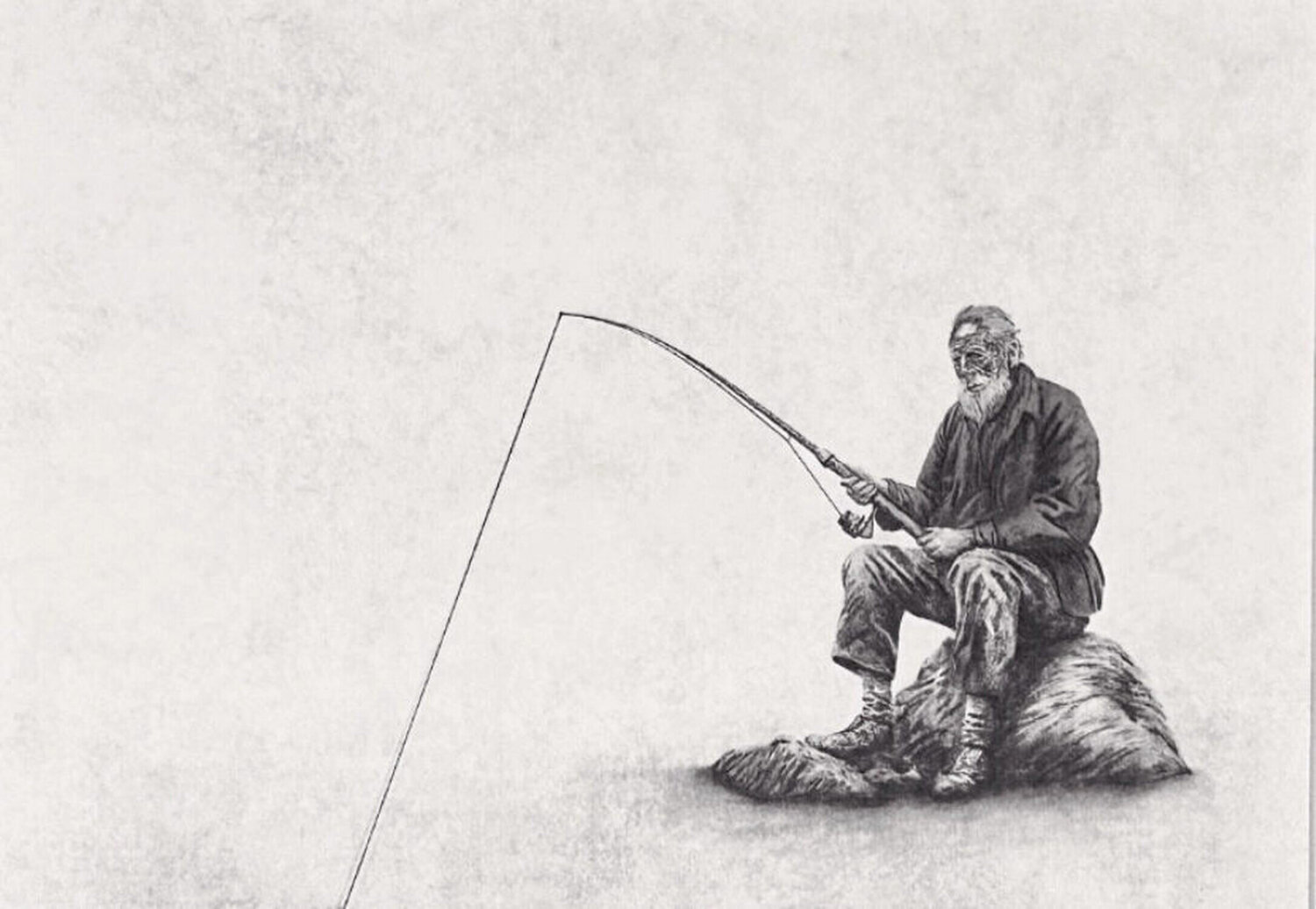 Hooked (Fishing, Old Man) Andrew Scott Stampa in vendita