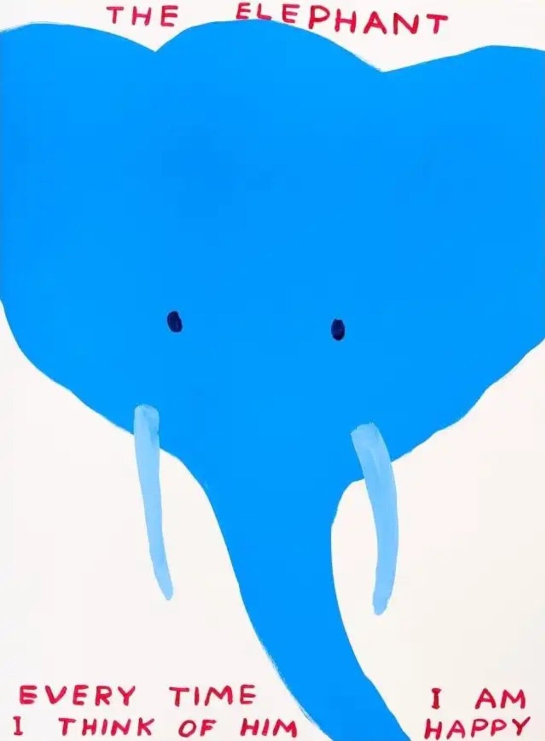 The Elephant Every Time I Think Of Him I Am Happy (Blue) David Shrigley Druck zu verkaufen