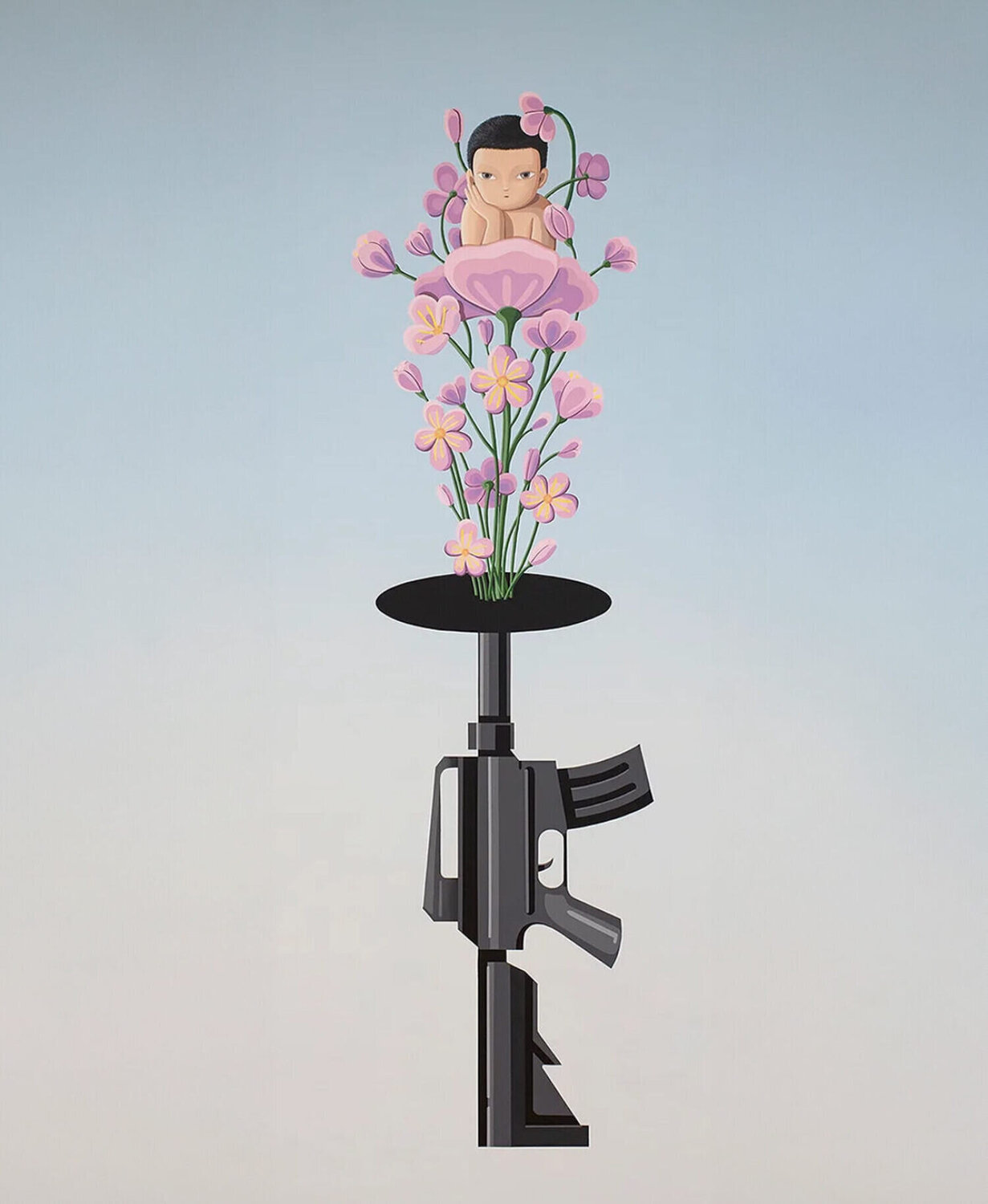 Love Versus Hate ( Rifle, Flowers) Gongkan Druck zu verkaufen