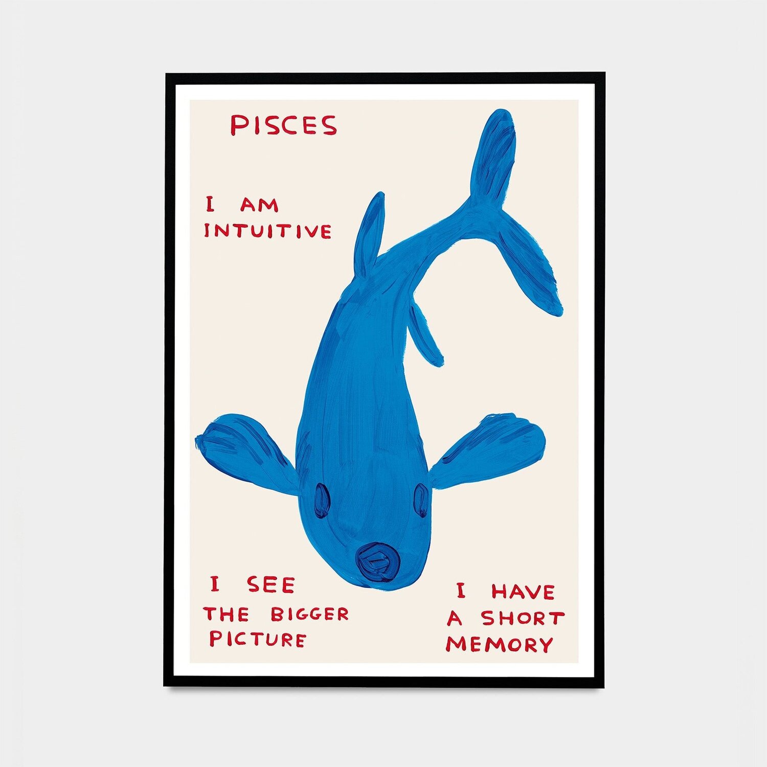 Pisces (Blue Fish) David Shrigley Print for sale