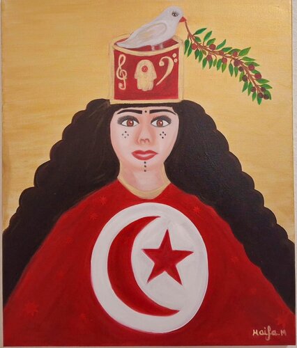 FEMME TUNISIENNE von HAIFA MELLITI, Malerei kaufen auf Singulart