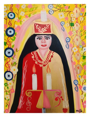 LA PRÊTRESSE DE LUMIÈRE di HAIFA MELLITI, Pittura in vendita su Singulart