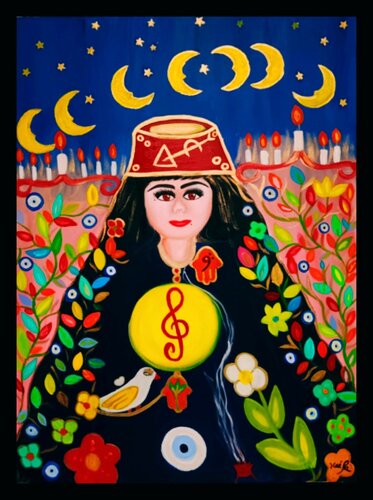 🌛🌙🌛LA GARDIENNE DES SECRETS LUNAIRES di HAIFA MELLITI, Pittura in vendita su Singulart