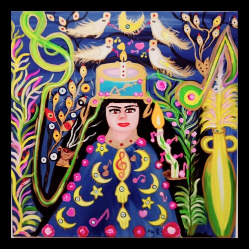 🕊️🌺 LA GARDIENNE DES BEAUTÉS INTÉRIEURES 🌺🕊️ van HAIFA MELLITI, Schilderij te koop op Singulart