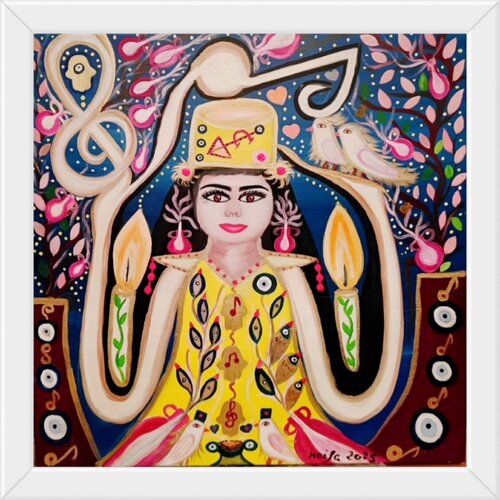 🌟🕊️🪬LA GARDIENNE  PORTEUSE DE LUMIÈRE van HAIFA MELLITI, Schilderij te koop op Singulart