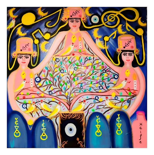 💚💖💃🏻SYMPHONIE DES TROIS GARDIENNES DE L'AMOUR  🌙🌳🕊️ von HAIFA MELLITI, Malerei kaufen auf Singulart