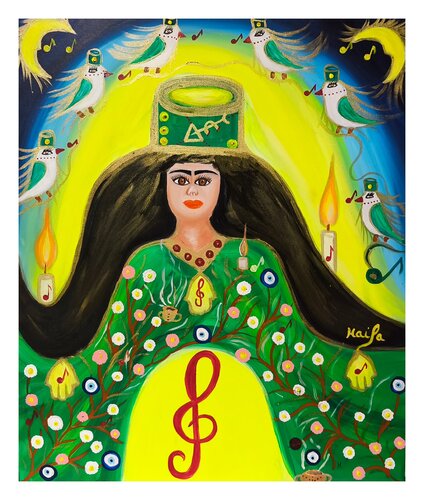 PRÊTRESSE DE LA BEAUTÉ HYMNE AU FÉMININ SACRÉ di HAIFA MELLITI, Pittura in vendita su Singulart