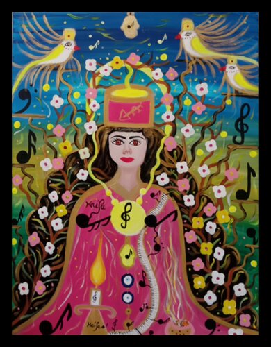 The Goddess of Paradise and Celestial Melodies by HAIFA MELLITI, Painting for Sale on Singulart