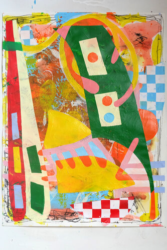 Figé dans un seul instantané (nature morte avec déguisements) #2 van Fred Michiels, Schilderij te koop op Singulart