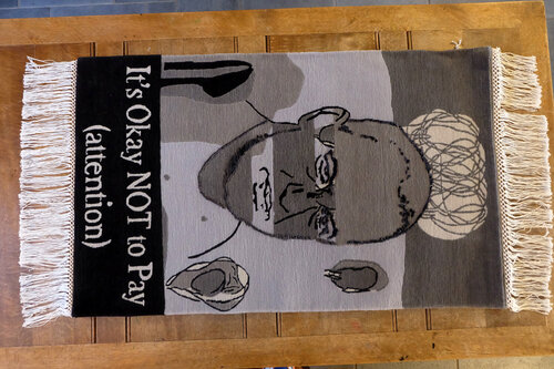 It's okay not to pay - Luc Tuymans B&W par Fred Michiels, Oeuvre textile en vente sur Singulart