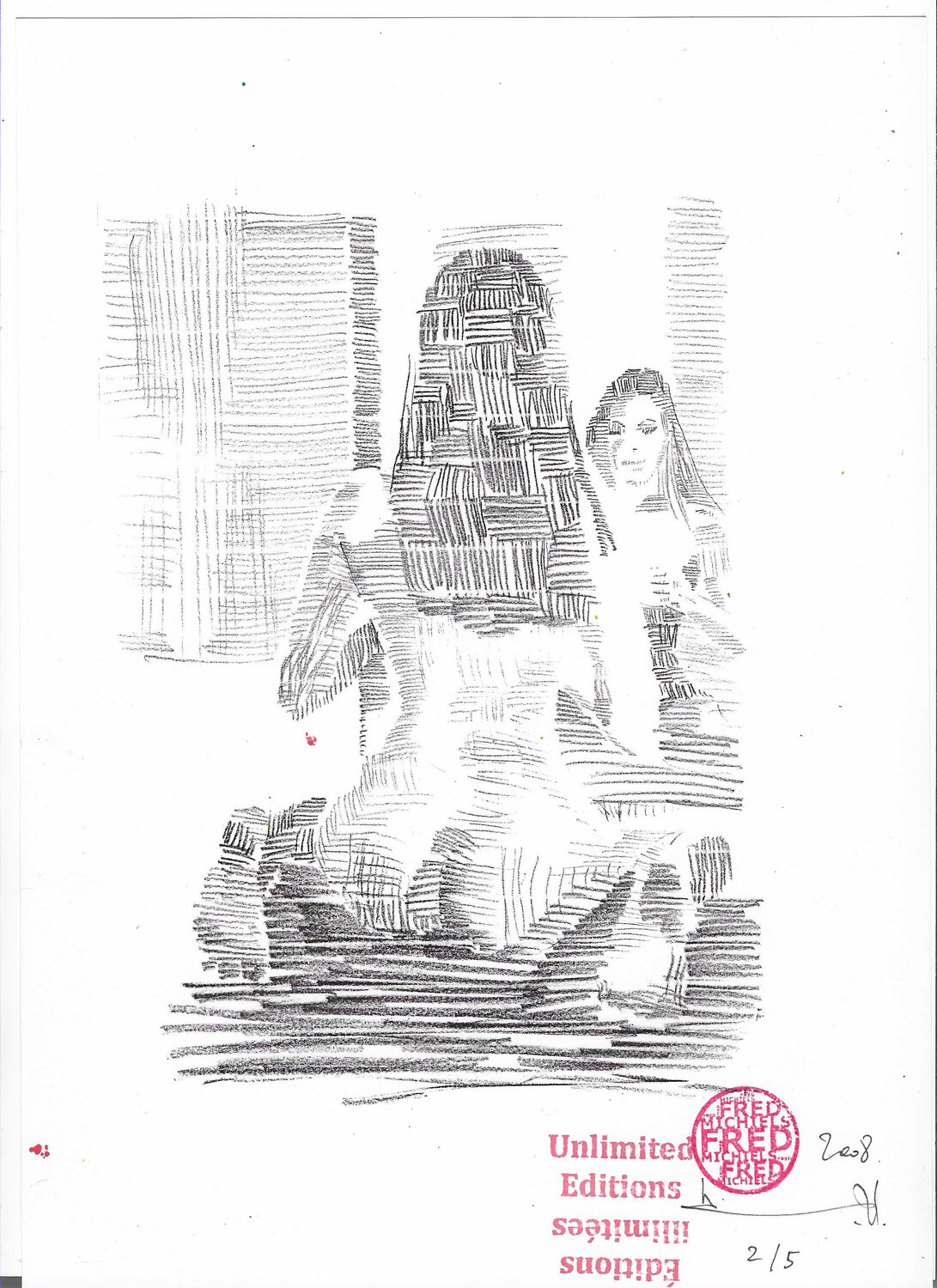 Lithographie numérique signée à la main Fred Michiels Werk auf Papier zu verkaufen