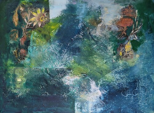 Green Flower Minuet van Jillian Goldberg, Schilderij te koop op Singulart