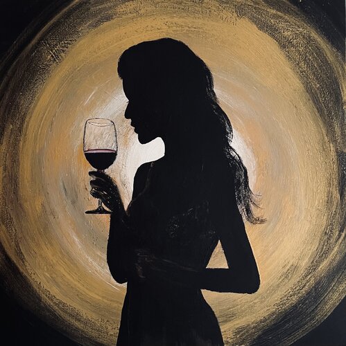 In Vino Silhouetta by Catherine Lefevre, Painting for Sale on Singulart