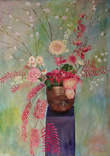 Blumenstrauß in Vase von Angelika Fend, Malerei kaufen auf Singulart
