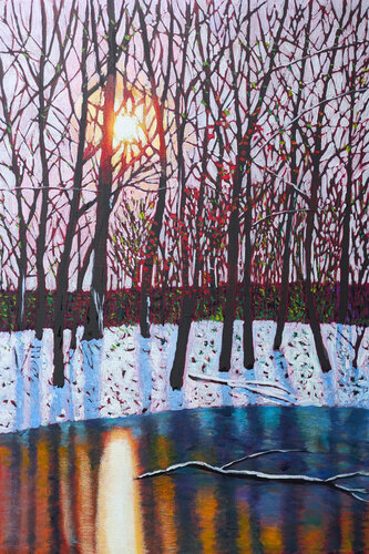 winterlicher Teich by Angelika Fend, Painting for Sale on Singulart