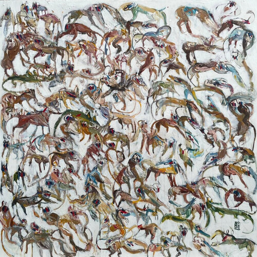 Crowd n.3 di Gabriele Poidomani, Pittura in vendita su Singulart