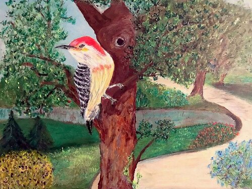 Woodpecker Paradise di Bert Grant, Pittura in vendita su Singulart