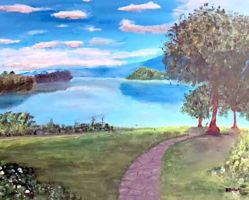 Quiet Waters of Lake Chatuge di Bert Grant, Pittura in vendita su Singulart