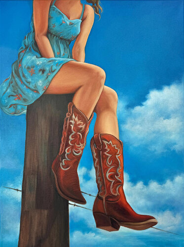 Cowgirl Dreams in the Summer Sky van Sekar Rajagopal, Schilderij te koop op Singulart