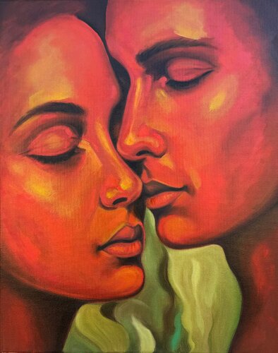 Whispered Desire - Original oil painting von Sekar Rajagopal, Malerei kaufen auf Singulart