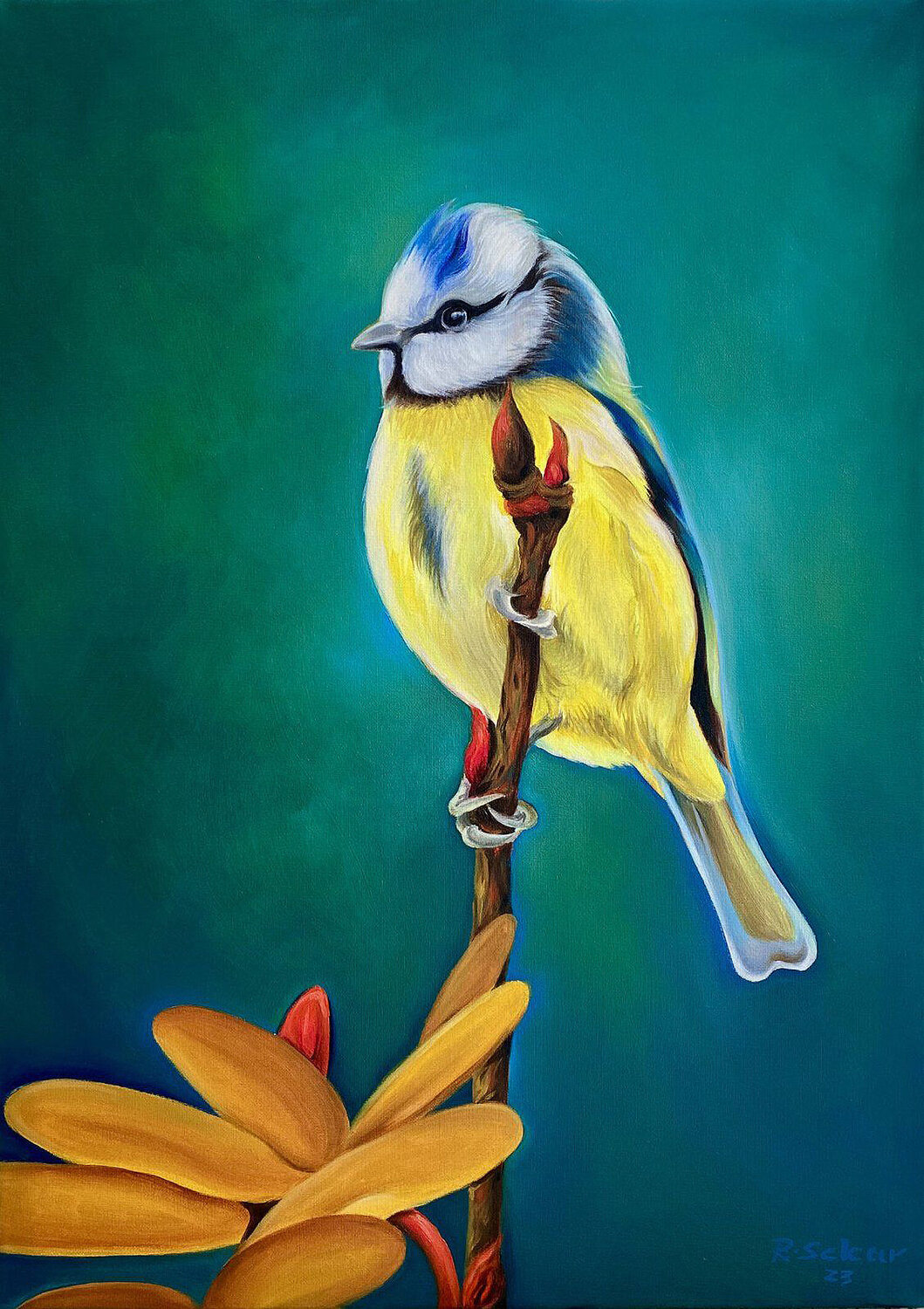 Golden Perch - Original Oil Paintings Sekar Rajagopal Originalgemälde zu verkaufen